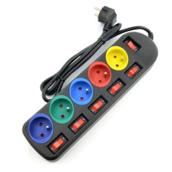 Listwa zasilająca Esperanza ELK101K Rainbow 5 Pro - 1,5m - czarna