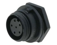 BUCC6-GZ-P Gniazdo 6 pin na kabel, okrągłe, zakręcane, na panel - piny lutowane - gwint zewnętrzny