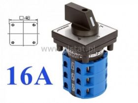 Wyłącznik 15A, 3tory 3w ( L-0-P ) 48x48mm