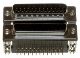 Złącze D-Sub 25-pinowe Męski/żeński Kąt prosty Przepust raster 2.769mm Złoto