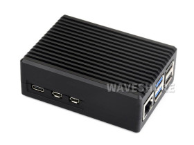 Waveshare Aluminum Stripe Grooved Case For Raspberry Pi 5, Built-In Cooling Fan And Heatsink Pillars