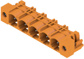 Pin header, 5 pole, pitch 7.62 mm, angled, orange, 1472640000