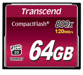 Karta pamięci flash CompactFlash, 64 GB, Transcend MLC -25 → +85°C 800x