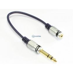 Jack przejście 6.3 wtyk stereo/3.5 gniazdo stereo złocone na kablu...