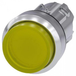 Przycisk podświetlany, 22 mm, okrągły, metalowy, błyszczący, żółty, przycisk, podniesiony