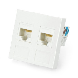 Gniazdo podtynkowe 45x45mm 2x RJ45 + Keystone Kat.6 UTP - białe
