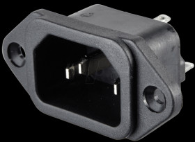 Fitted plug for non-heating appliances, horizontal mount, solder