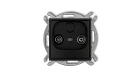 Mini Gniazdo Antenowe Rtv Przelotowe 9Db Czarny Mat 12Mg9p