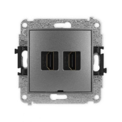 ICON Mechanizm gniazda podwójnego HDMI 2.1, 8K, bez pola opisowego grafitowy 11IHDMIBO-6