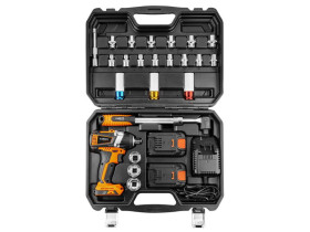 Klucz udarowy akumulatorowy 2x18V/2.0Ah z zestawem nasadek 1/2 08-600 TOPEX