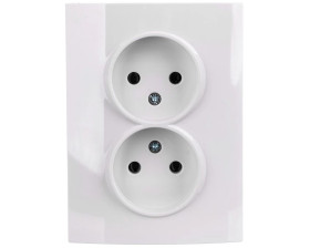 LOGI Gniazdo podwójne 2x2P kompletne śrubowe 16A 250V Biały 25096