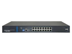 Zarządzalny przełącznik L2 (switch) 16 portów RJ45 PoE+ 1Gb/s + 2 porty SFP Uplink 1Gb/s + 1 port konsolowy RJ45 AVIZIO