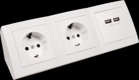1534519 Desktop socket unit, 2-way, type F - CEE 7/3, 2 x USB, white