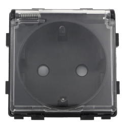 Moduł - Gniazdo elektryczne Schuko IP44 z klapką - czarny - Tawoia Glass