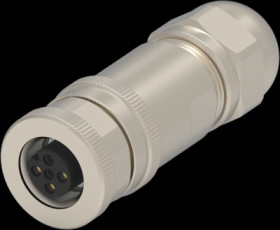 Jack, M12, 3 pole, screw connection, screw locking, straight, T4110012031-000