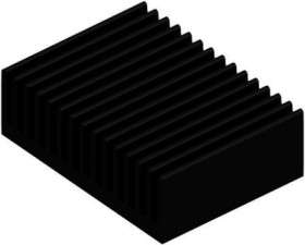 Extruded heatsink, (L x W x H) 37.5 x 50.8 x 16.51 mm, 5.7 to 2.8 K/W, black anodized, 10020016