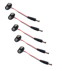 Opencircuit 9V Battery connector to 2.1x5.5mm plug - 5 pieces