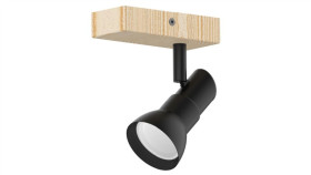 Kinkiet Lampa Ścienna Triest Kolor Czarny Mat/Drewno Metal, Gu10 Ip20...