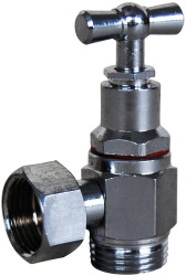 Zawór odcinający, Brąz galwanizowany chromem, 1: BSP męskie 3/8 cala - 9.53mm, 2: BSP żeńskie 3/8 cala - 9.53mm, 10bar
