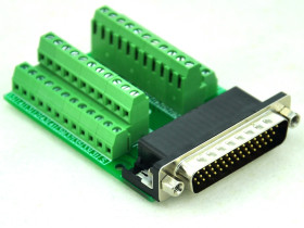 CZH-LABS Slim Right Angle D'SUB DB44HD Male Header Breakout Board Module, D-SUB.