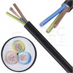 Kabel mieszkaniowy OMY / H03VV-F 3x0,75mm2 czarny 300/300V giętki linka Elektrokabel