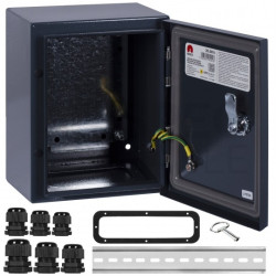Obudowa hermetyczna rozdzielnica metalowa z płytą montażową 250x200x150mm IP65 natynkowa antracytowa NEKU