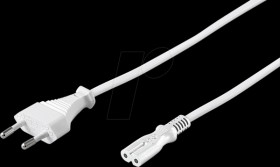 Power cord with Europlug, white, 1.8 m
