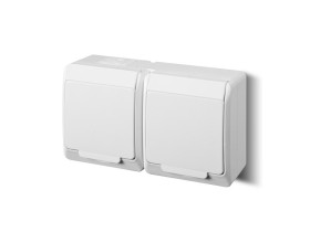HERMES Gniazdo natynkowe podwójne z uziemieniem schuko białe 0325-02 ELEKTRO-PLAST NASIELSK