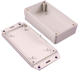 Obudowa Tworzywo ABS odporne na ogień szerokość zew. 50 mm długość zew. 100 mm wys. zew. 21 mm Hammond IP54 Szary