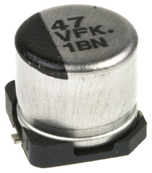 Aluminiowy kondensator elektrolityczny 47μF 35V dc SMD Panasonic roztaw: 1.8mm 6.3 (Dia.) x 5.8mm
