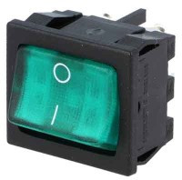 MK1071G Przełącznik kołyskowy, zielony, dwubiegunowy 230V ON-OFF [DPST]