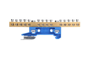 Zacisk ochronny 14x6mm2 mosiądz mocowanie na szynę TS35 niebieski ZO-2107 A14-2136