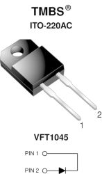 VFT1045 Low Voltage Trench MOS Barrier Schottky Rectifier Ultra Low VF = 0.41 V at IF = 5 A