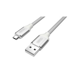 Kabel USB Wt.A - MikroUSB Nylon Silver HG Unitek