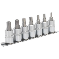 Sealey AK6232 Ribe Socket Bit Set 7pc 3/8"sq Drive 50mm