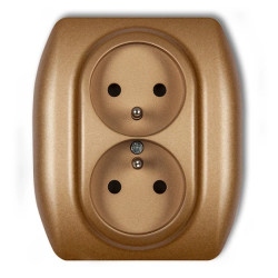 TREND Gniazdo podwójne z/u złoty metalik 8GP-2zp