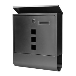 Skrzynka na listy HAITI z galwanizowanej stali z gazetnikiem i okienkami i wizytownikiem, kolor czarny,MB-2/B
