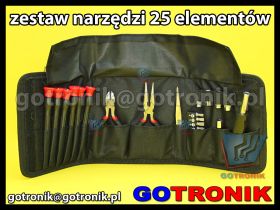 Zestaw narzędzi 25 sztuk dla elektronika Basetech w torbie z poliamidu