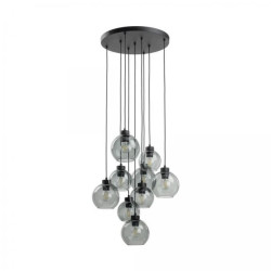 Lampa wisząca CUBUS grafit, okrągła rozeta z dziewięcioma szklanymi kloszami 10208 TK Lighting