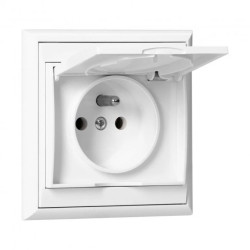 Gniazdo pojedyncze p/t 2P+Z, bryzgoszczelne z klapką Luna, 16A, 250V, PT-16LH, biały,OR-OE-7605/WW