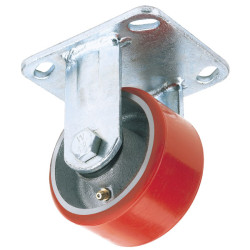 Draper 65534 200mm Dia Fixed Plate Fixing Polyurethane Wheel - S.w.l. 500kg