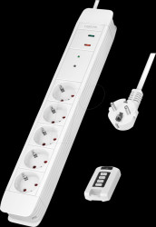 LPS402 Socket outlet, 5 sockets, with remote control, 1.5 m, white