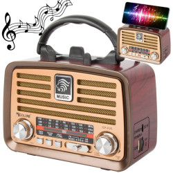 Radioodbiornik stołowy RETRO GOLON ICF-F25 AM/FM/SD/USB/Bluetooth zasilanie aku./ 27269