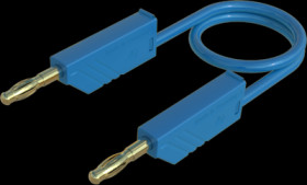 Measuring lead with (4 mm plug, spring-loaded, straight) to (4 mm plug, spring-loaded, straight), 0.5 m, blue, PVC, 2.5 mm², CAT
