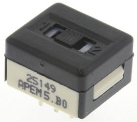 Przełącznik suwakowy, DPDT, montaż PCB, 1 A przy 30 V DC, -40 → +85°C, APEM