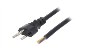 Kabel: 3X1mm2, Przewody,Sev-1011 (J) Wtyk, 1,8M, 10A Lt-313 H05vv-F 3X1.0 Blk...