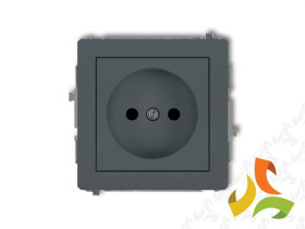 DECO Gniazdo pojedyncze bez uziemienia (przesłony torów prądowych) grafitowy mat 28DGP-1p KARLIK