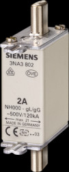 NH fuse NH000, 50 A, gG, 250 V (DC), 500 V (AC), 120 kA breaking capacity, 3NA3820