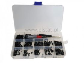 Zestaw śrubek/ nakrętek M2 do M3 czarnych 550szt