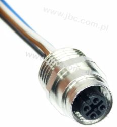 RKFM 4/1 M gniazdo 4 stykowe M12/FIX metalowe, do obudowy z gwintem montażowym M16, przewody 1m, 72777, LUMBERG